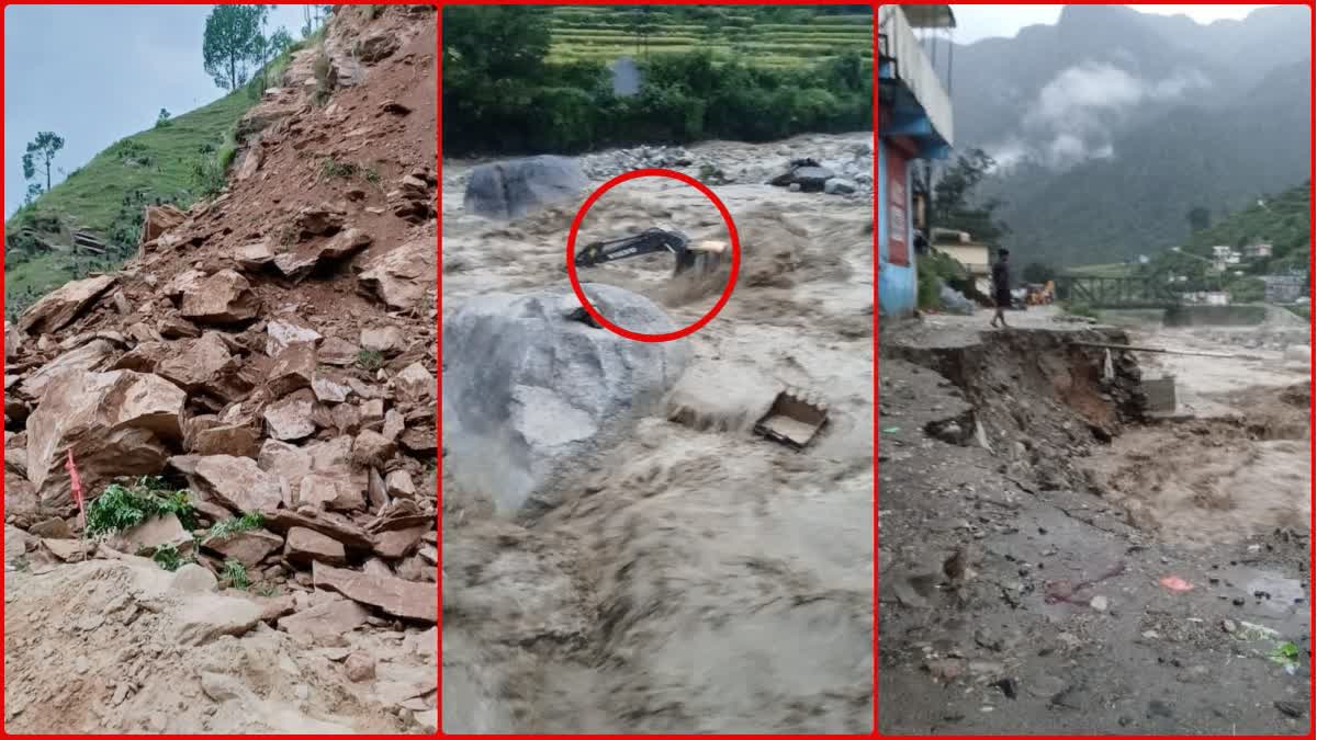 Collage showing aftermath of rains in Uttarakhand