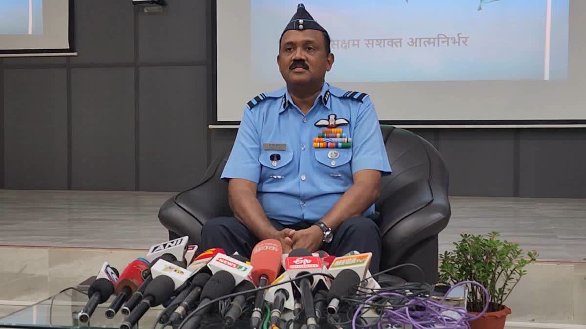 IAF Vice Commander Premkumar speaking to the media