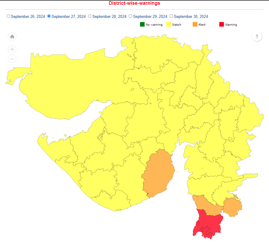 રાજ્યમાં રેડ અને ઓરેન્જ એલર્ટ