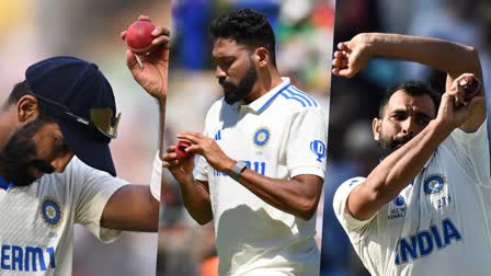 Jasprit Bumrah, Mohammed Siraj and Mohammed Shami