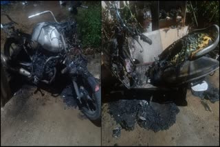 Two wheeler of complainant set on fire