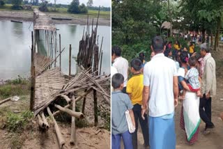 Bamboo bridge collapses in Dhemaji, Assam