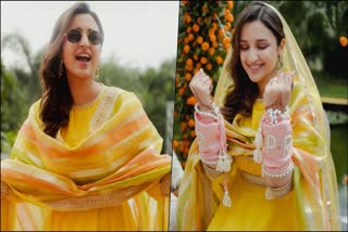 Bollywood actor Parineeti Chopra took to Instagram and dropped a string of fresh pictures from her choora ceremony. The actor looks bright in a sunny yellow ensemble.