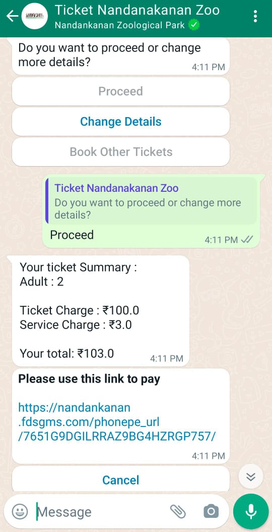 whatsapp based ticket booking