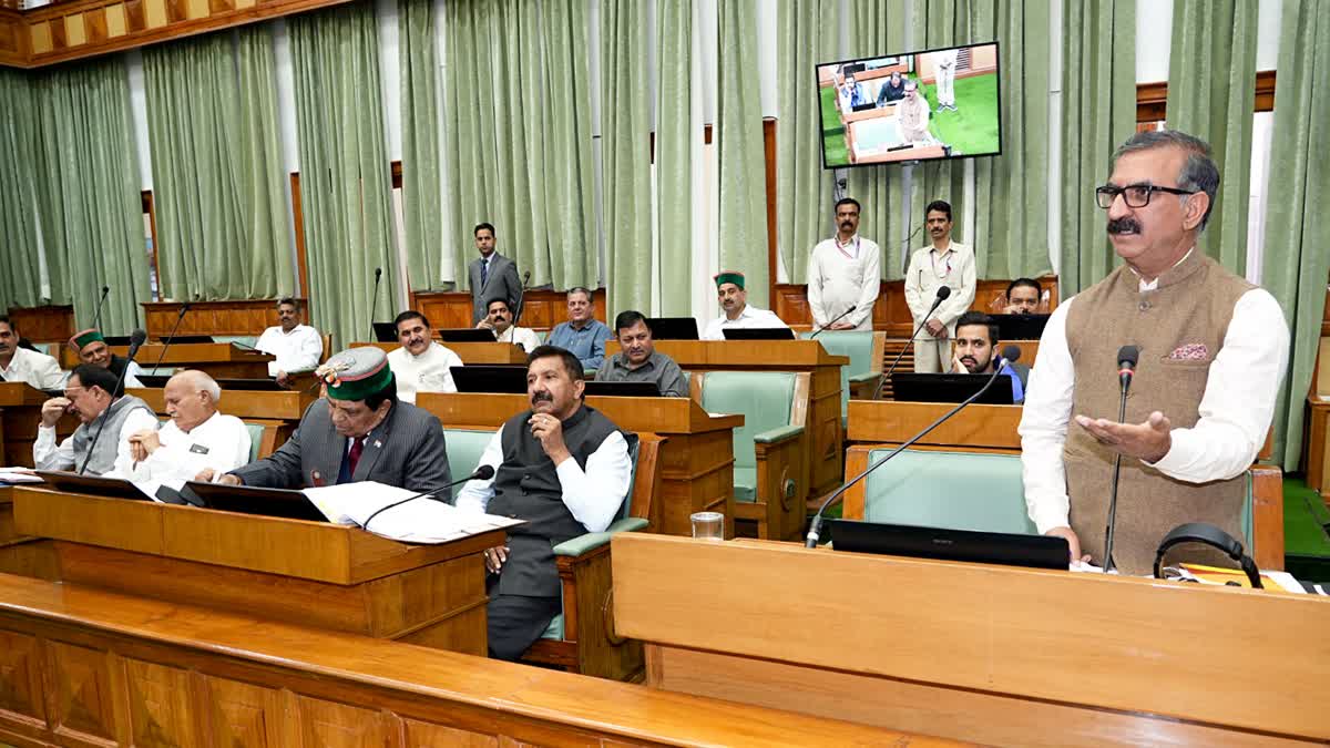 Himachal Pradesh Chief Minister Sukhvinder Singh Sukhu addresses the house during the Monsoon Session of State Assembly, in Shimla