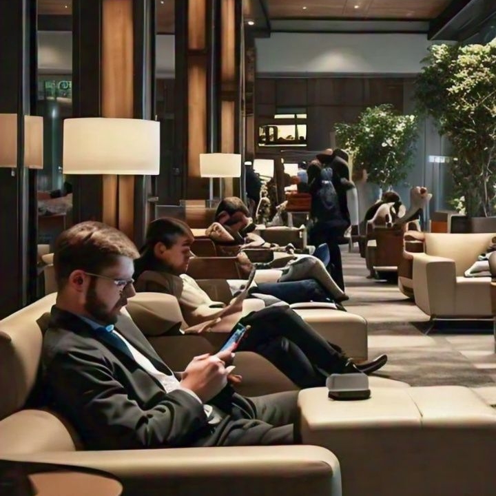 Passengers waiting in airline lounges (pictured)