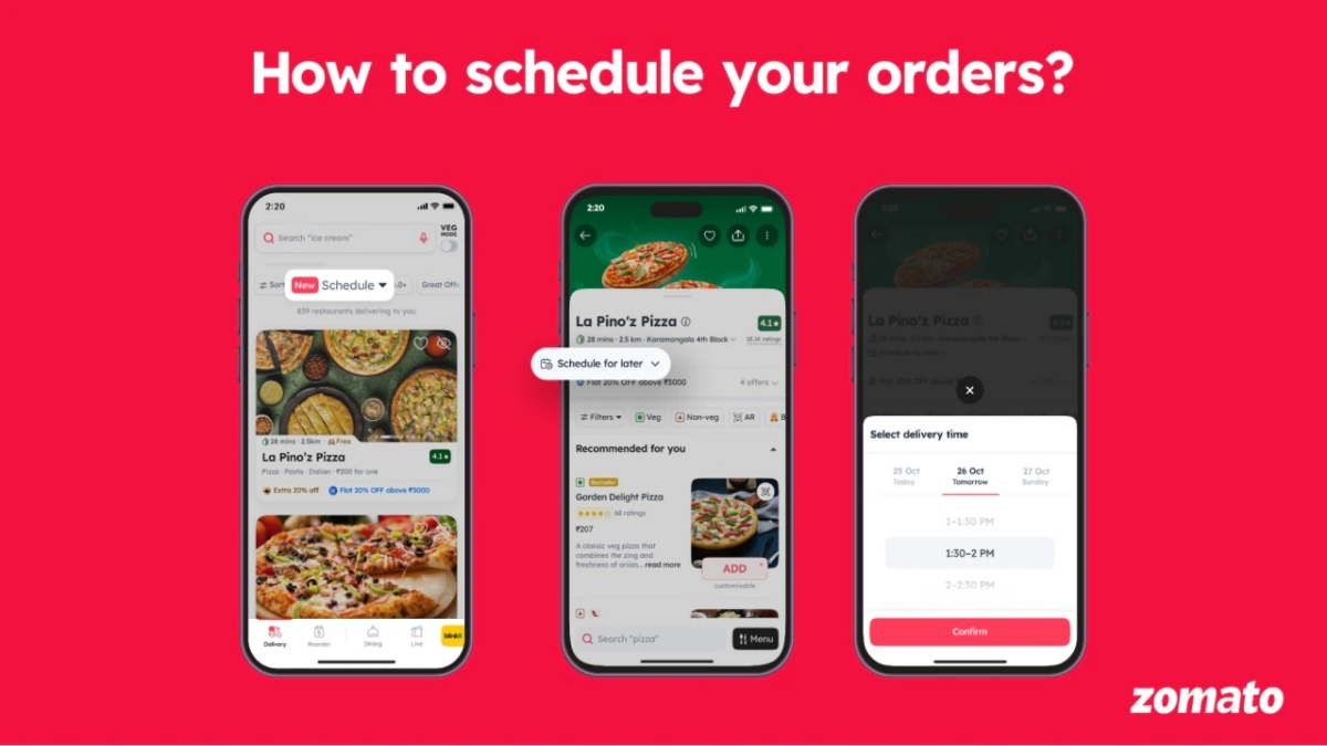 Zomato launches order scheduling feature