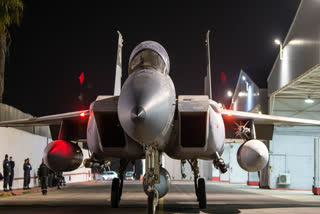 This handout picture released by the Israeli army on October 26, 2024, shows an Israeli fighter jet departing a hangar at an undisclosed location in Israel.