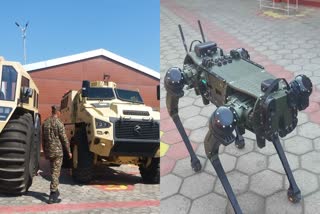 Newly Inducted Ator Armoured Vehicles (L and, Robotic Mules at display in Udhampur