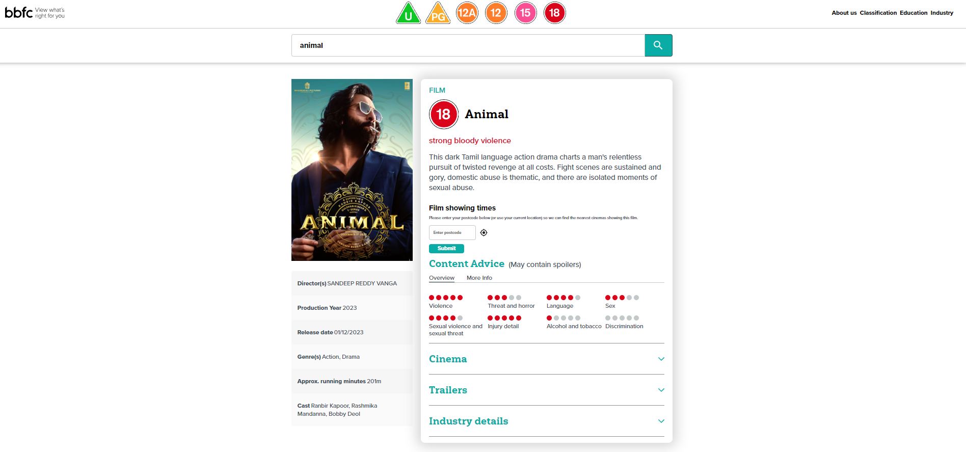 UK censor grants adult rating to Ranbir Kapoor's Animal, gives out some spoilers