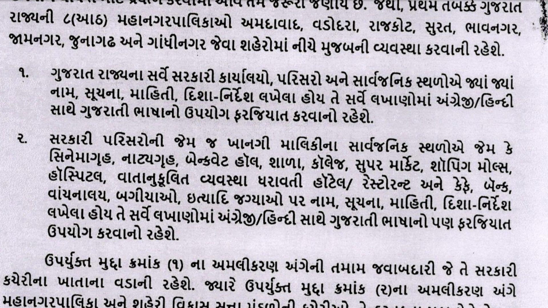 સરકારના 2022ના પરીપત્ર  અનુસાર દુકાનો-કોર્મશિયલ ઈમારતો પર ગુજરાતી નામ ફરજીયાત