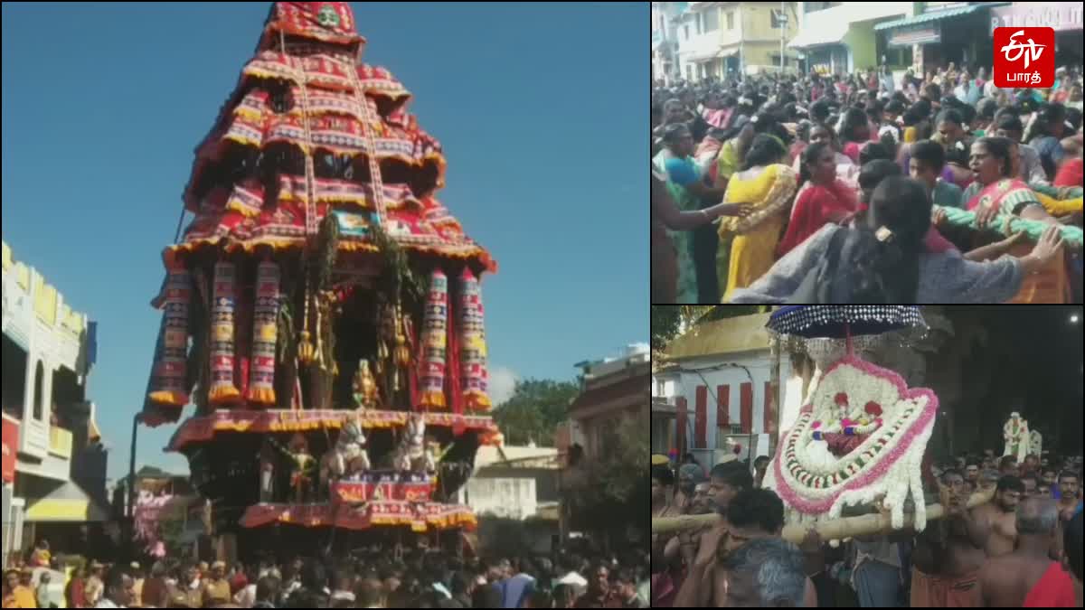 தேரை வடம் பிடித்து இழுத்த கேரள பக்தர்கள்