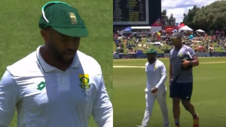 Temba Bavuma walks off with hamstring strain  South Africa vs India boxing day test  Temba Bavuma  Temba Bavuma Injury  South Africa Cricket board on Temba Bavuma Injury  ഇന്ത്യ vs ദക്ഷിണാഫ്രിക്ക  ഇന്ത്യ vs ദക്ഷിണാഫ്രിക്ക ബോക്‌സിങ് ഡേ ടെസ്റ്റ്  ടെംബ ബാവുമയ്‌ക്ക് പരിക്ക്  ടെംബ ബാവുമ  ടെംബ ബാവുമ ദക്ഷിണാഫ്രിക്കന്‍ ക്രിക്കറ്റ് ബോര്‍ഡ്