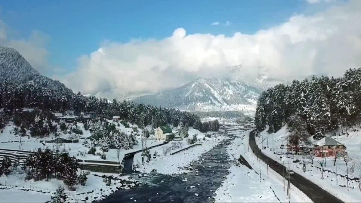 A view of snow covered landscape in Kashmir