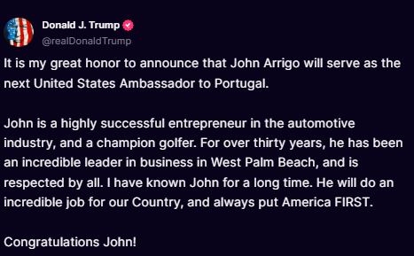 US PRESIDENT  DONALD TRUMP  JOHN ARRIGO  SOMERS FARKAS