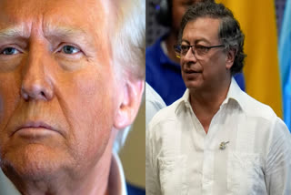 Colombia's President Gustavo Petro (R) and US President Donald Trump (L)