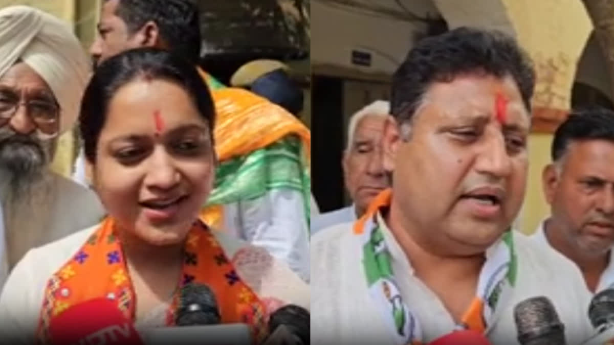 Priyanka Balan and Congress candidate Kuldeep Indora filed nomination