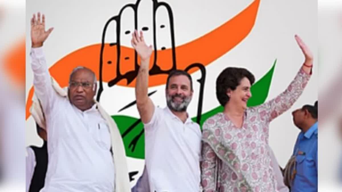 Kharge, Rahul and Priyanka Gandhi (IANS)