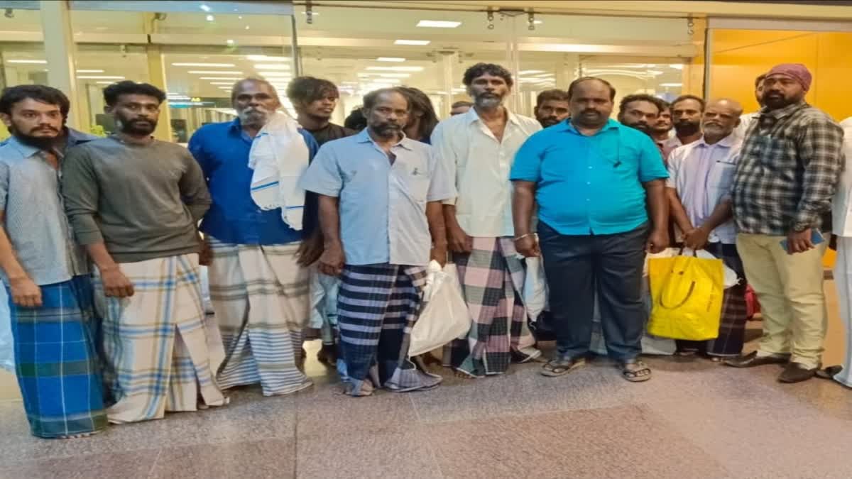 Rameswaram Fishermen Arrived At Chennai Airport