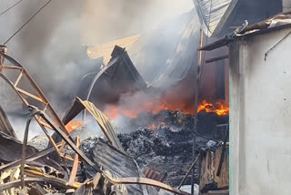 Burning cardboard factory in Bhilwara