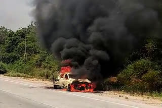 Car Caught Fire in Haridwar