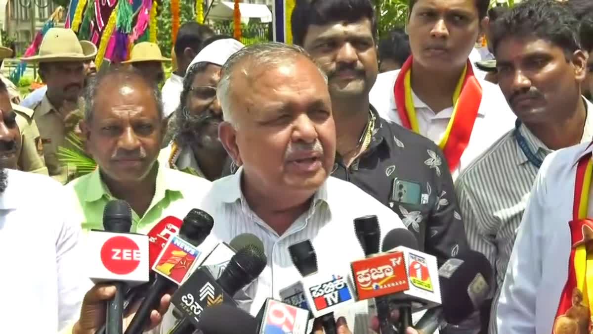 Minister Ramalinga Reddy spoke to reporters.