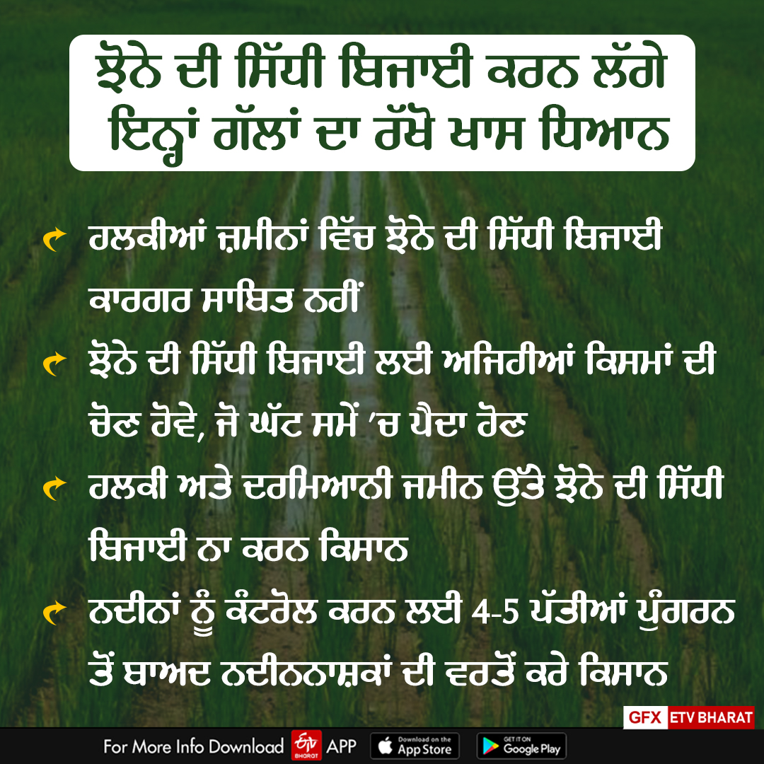 Direct sowing scheme of paddy, Bathinda