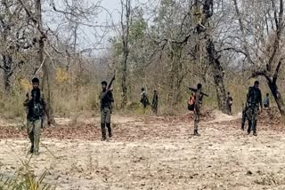 Security forces during a search operation against Naxals