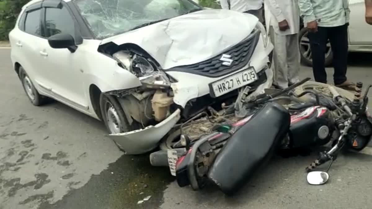 Car collided with bike rider,  Car collided with bike rider in Alwar