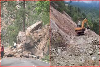 NH-5 closed in Rampur due to Landslide In Shimla.