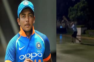 prithvi shaw batting in rain