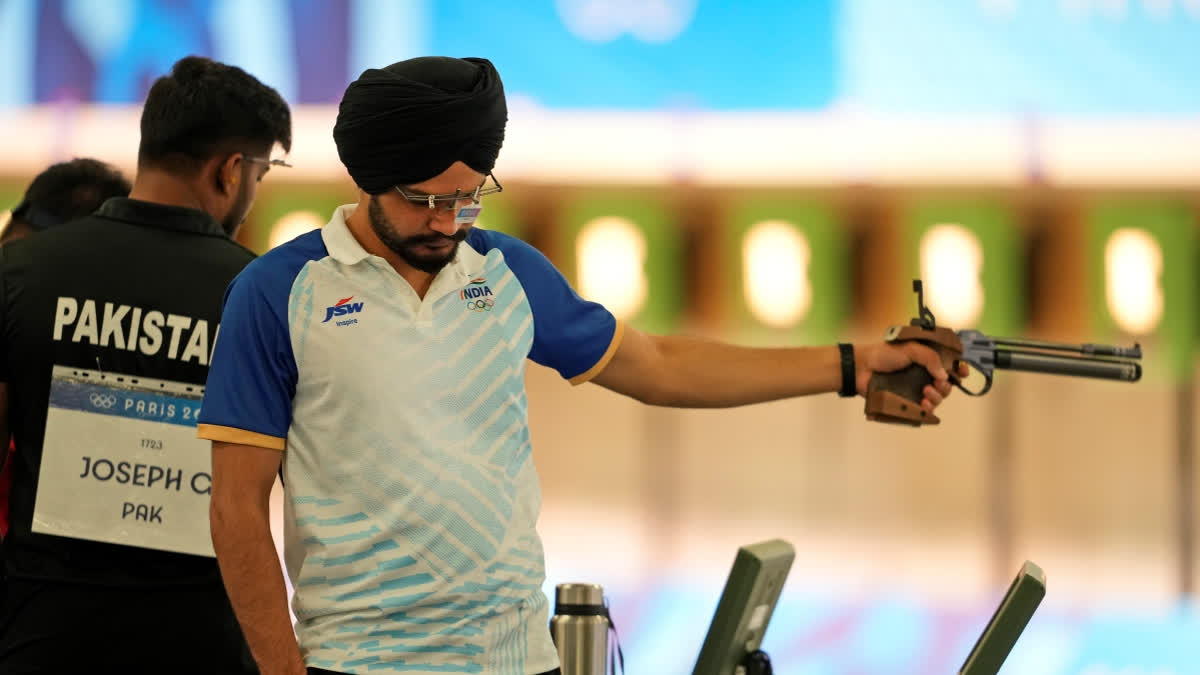 Indian shooting contingent face another heartbreak as Sarabjot Singh missed out on an entry to the medal match by a margin of a bullseye in the 10m Air Pistol Men's Qualification event of the ongoing Paris 2024 Olympics on Saturday while Arjun Cheema finished at the 18th place with a total of 574. Arjun amassed 17 bullseyes, but was at least three points.