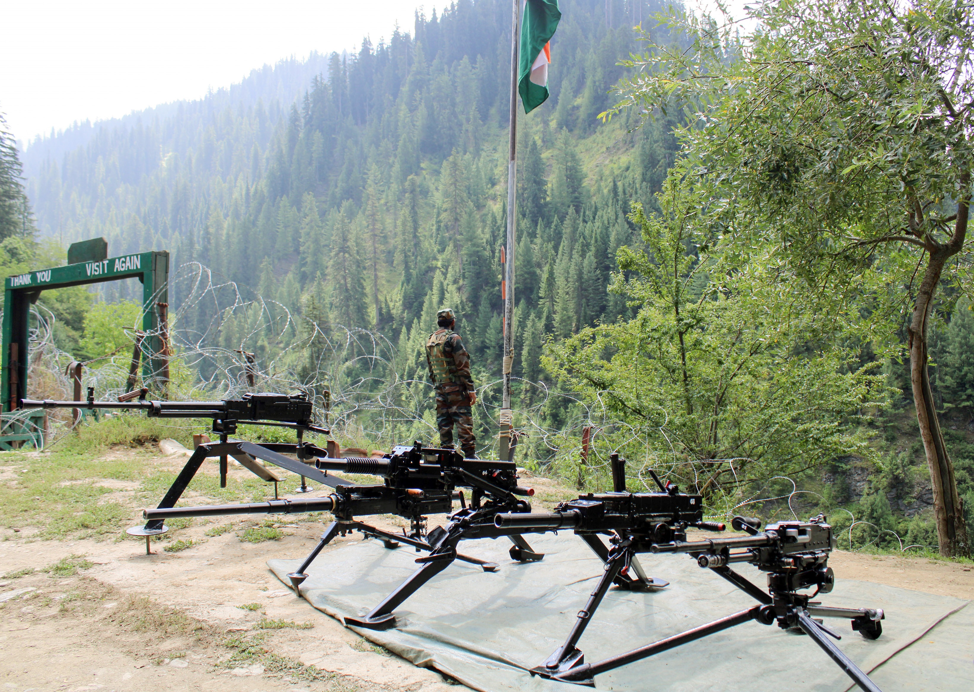 A 2023 photo of Army personnel keeping vigil along the Line of Control at Machil Sector, in Kupwara