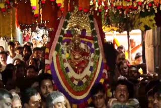 Chamundeshwari Vardhanti Mahotsava in Mysuru Chamundi Hill: Goddess procession on a golden palanquin