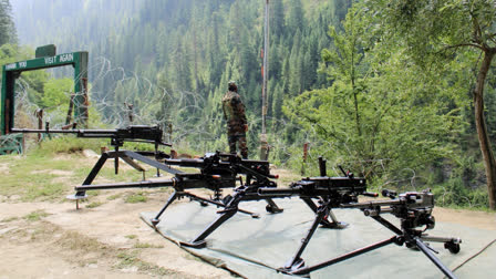 A 2023 photo of Army personnel keeping vigil along the Line of Control at Machil Sector, in Kupwara (ANI)