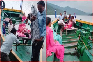 Patient was taken to hospital by boat in Bilaspur