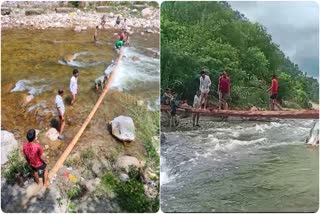 Construction of Temporary Bridge on Kamal River in Uttarkashi