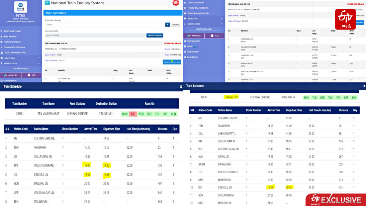 vaigai express time schedule change