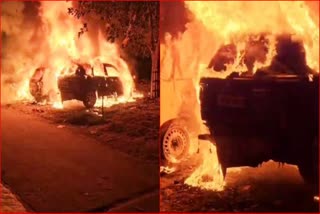 Fire Incident in Gurugram Fire broke out in three vehicles in gurugram