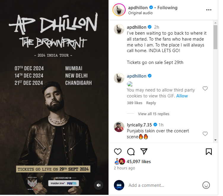 AP Dhillon Concert in India