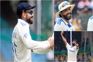 Virat Kohli, Ravindra Jadeja and Jasprit Bumrah