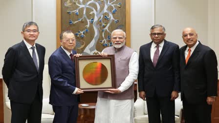 PM MODI MEETS TATA SONS  PSMC LEADERS  SEMICONDUCTOR FABRICATION FACILITY