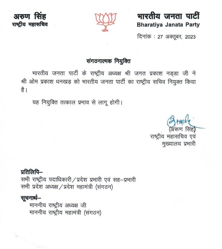 major reshuffle in haryana bjp