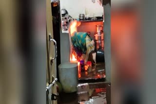 House caught fire due to gas leakage in Hubli