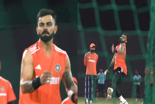 Virat Kohli turns bowler in nets  Cricket World Cup 2023  India vs England  വിരാട് കോലി  ഇന്ത്യ vs ഇംഗ്ലണ്ട്  ഏകദിന ലോകകപ്പ്  വിരാട് കോലി ബോളിങ്