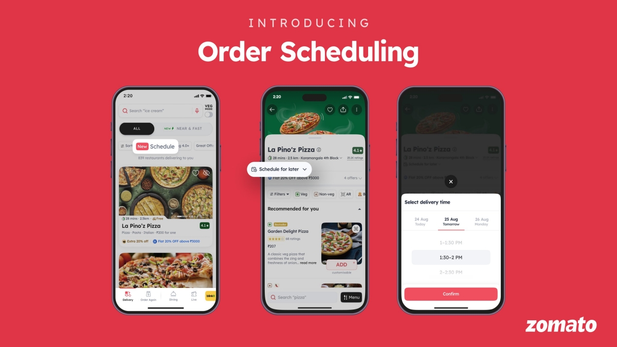 Zomato New Order Scheduling Feature