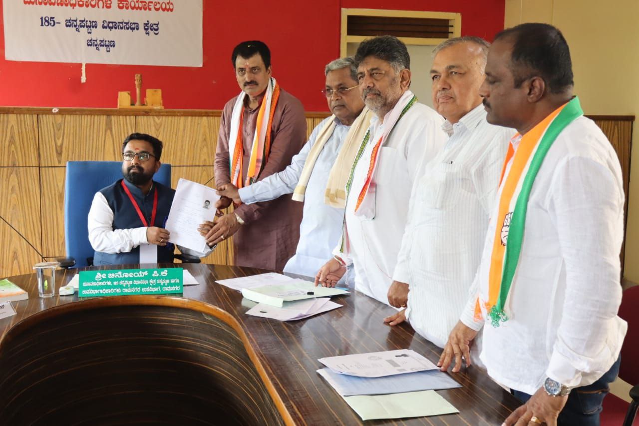 CP Yogeshwar files nomination from Channapatna for the assembly bypoll