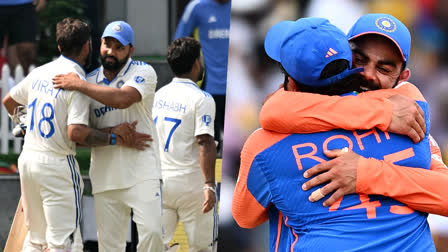 Rohit Sharma and Virat Kohli shared a hug that reminded them of the T20 WC Final after India lost home Test series against New Zealand.