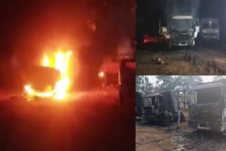 Naxals set fire to 14 vehicles