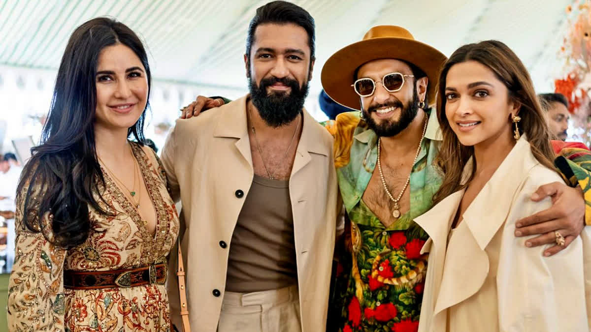 Actors Vicky Kaushal and Ranveer Singh with Katrina Kaif and Deepika Padukone